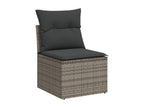 6-piece garden furniture set with grey resin wicker cushions