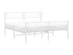 Metal bed frame without mattress and white bed legs, 150x200 cm