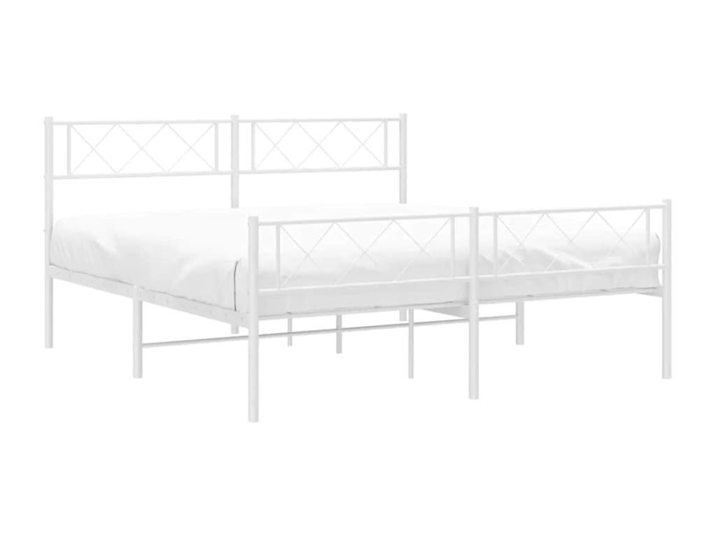 Metal bed frame without mattress and white bed legs, 150x200 cm