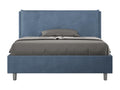 Double bed with upholstered slatted base 140x200 blue microfiber Homelumiere Large