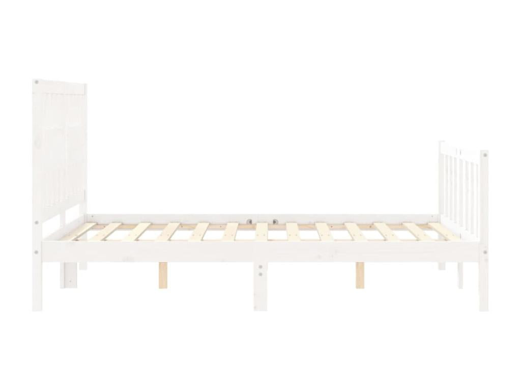 Bed frame with white headboard, 140x190 cm, solid wood