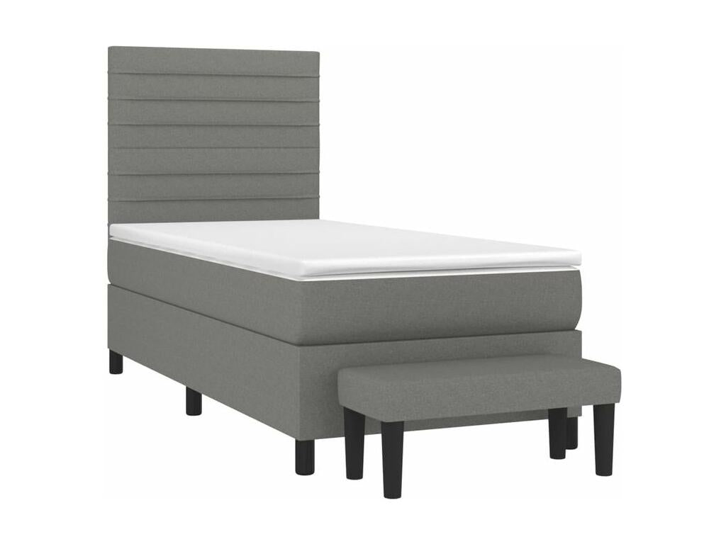 Homelumiere bed base with dark grey 100x200 mattress, fabric
