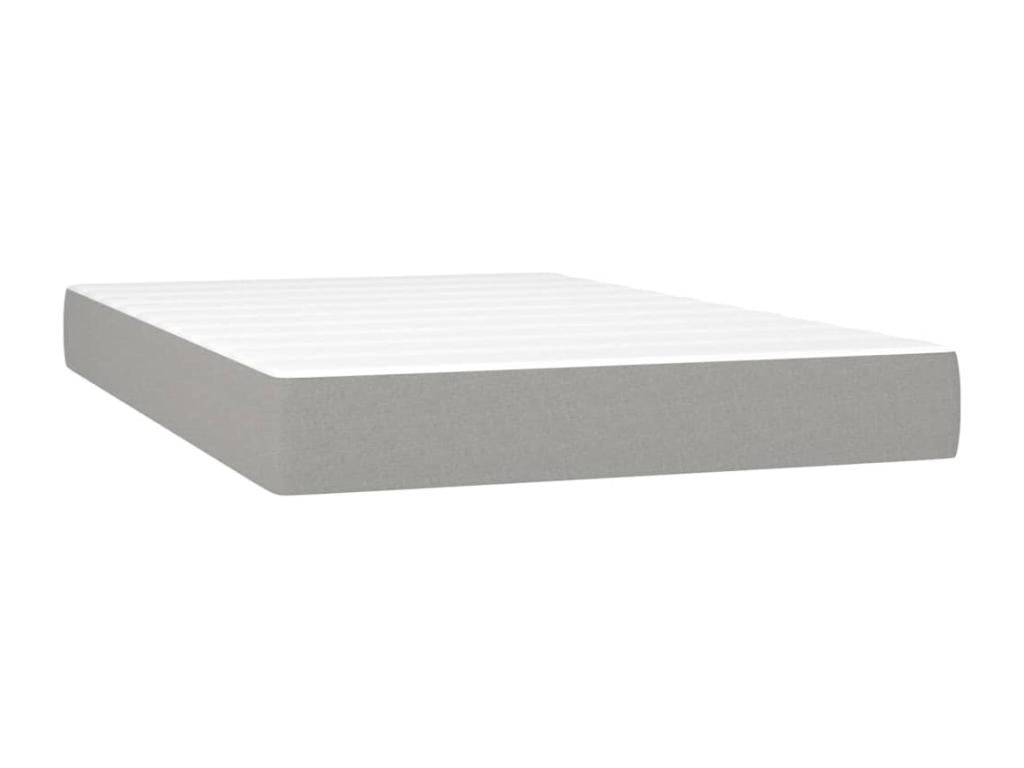 Upholstered bed base with mattress, light grey, 120x200cm, fabric