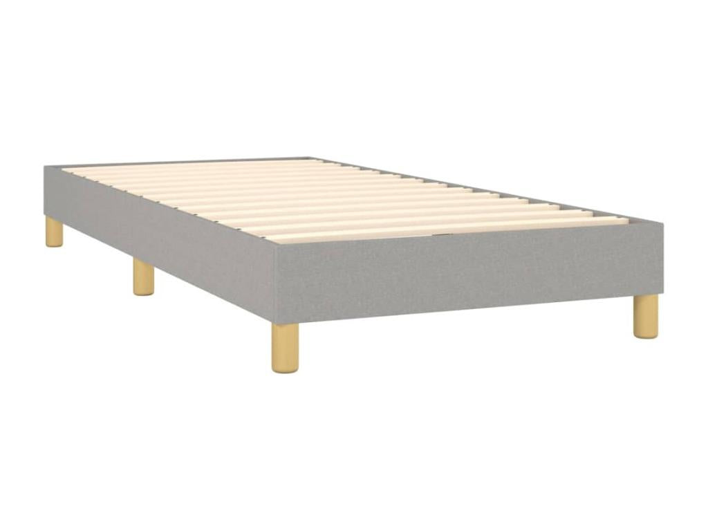 Upholstered bed base with mattress, light grey, 100x200cm, fabric