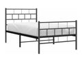 Black metal bed frame with headboard and footboard, 75x190 cm