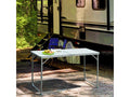 Portable folding camping table for picnics and buffets, made of aluminum