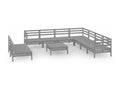 10-piece garden furniture set, solid pine wood, grey