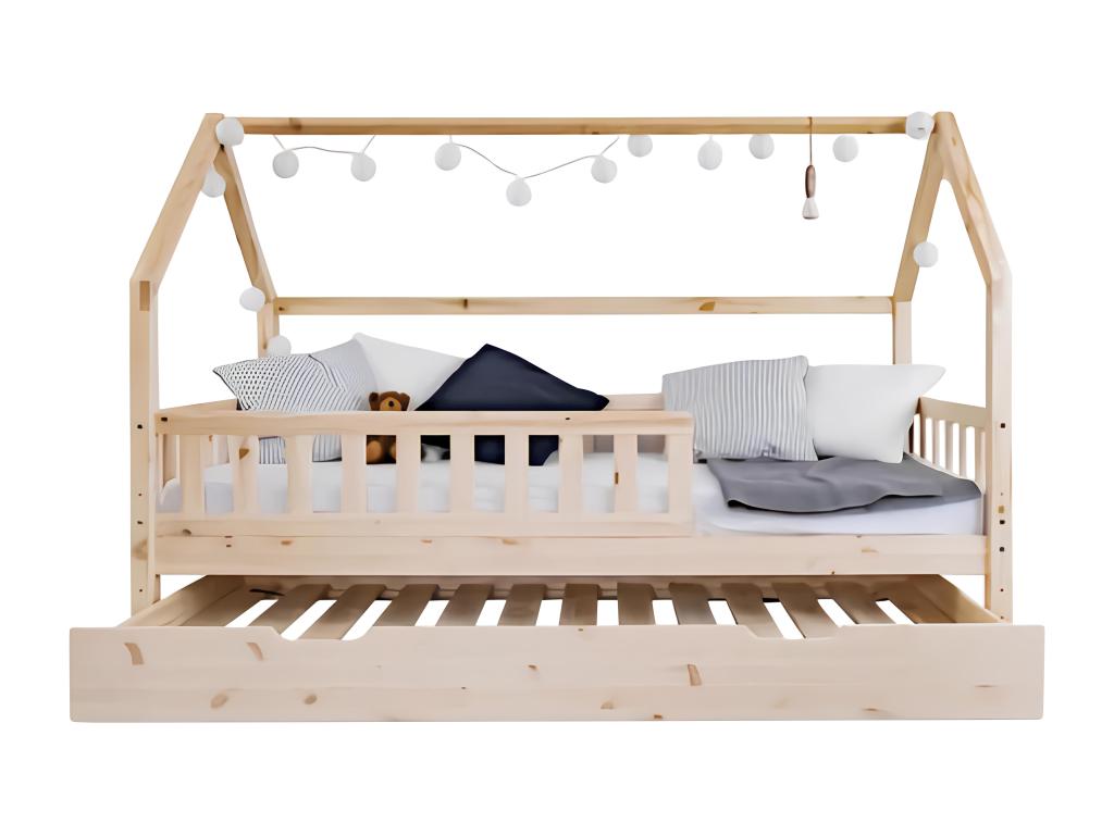 Cottage children's bed with trundle bed