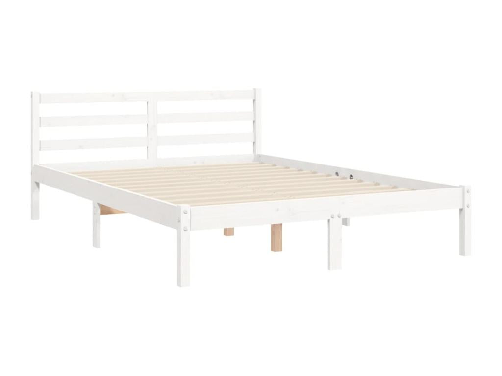 White bed frame without mattress, 120x200 cm, solid wood