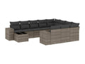 11-piece garden furniture set with grey resin wicker cushions