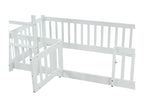 Solid wood bunk bed - 90x200 cm - with safety rails - White