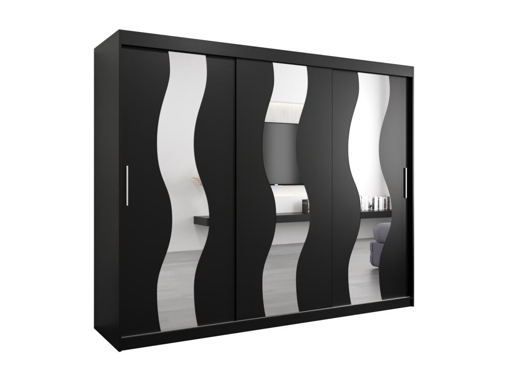 Homelumiere Sliding Door Wardrobe 200/250/62 3 Doors Black/Black
