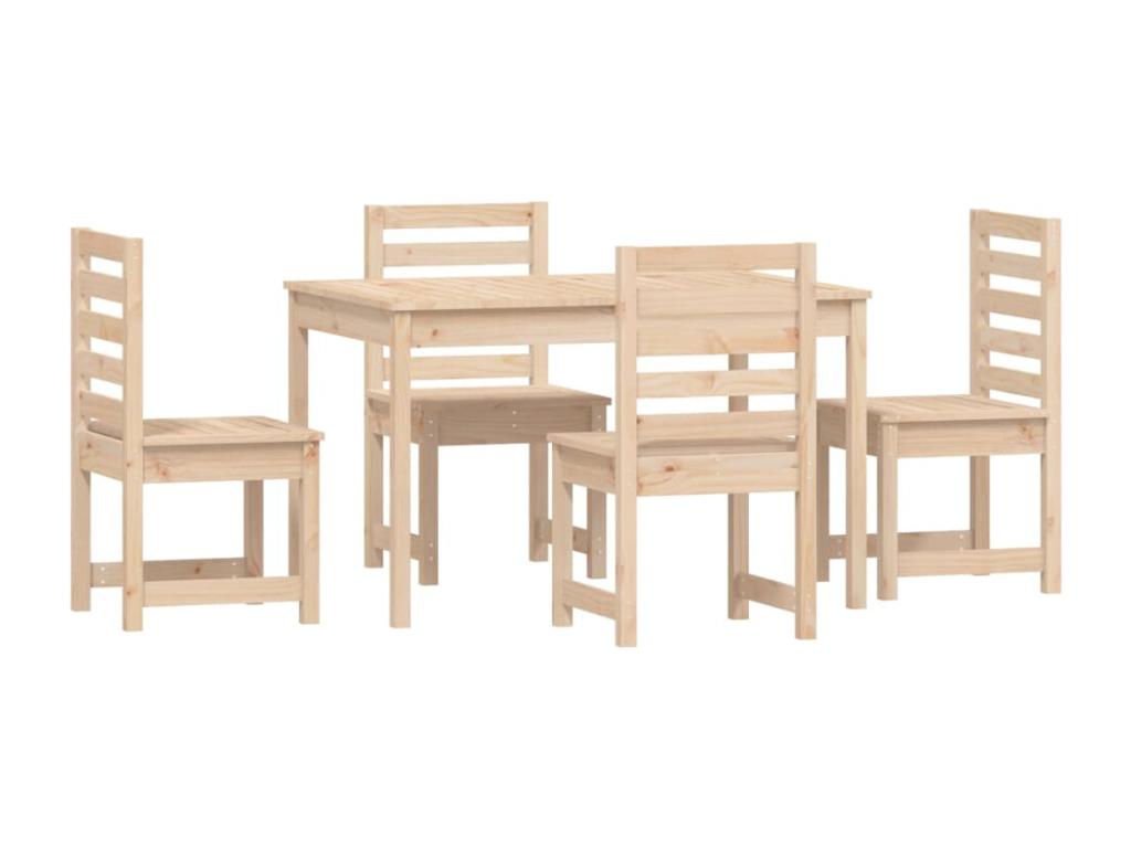 5-piece garden dining set in solid pine wood