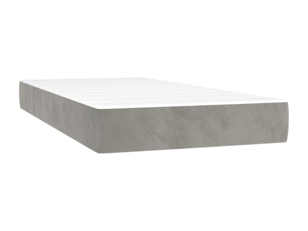 Upholstered bed base and mattress, light grey, 90x190 cm, velvet, 00113HANB