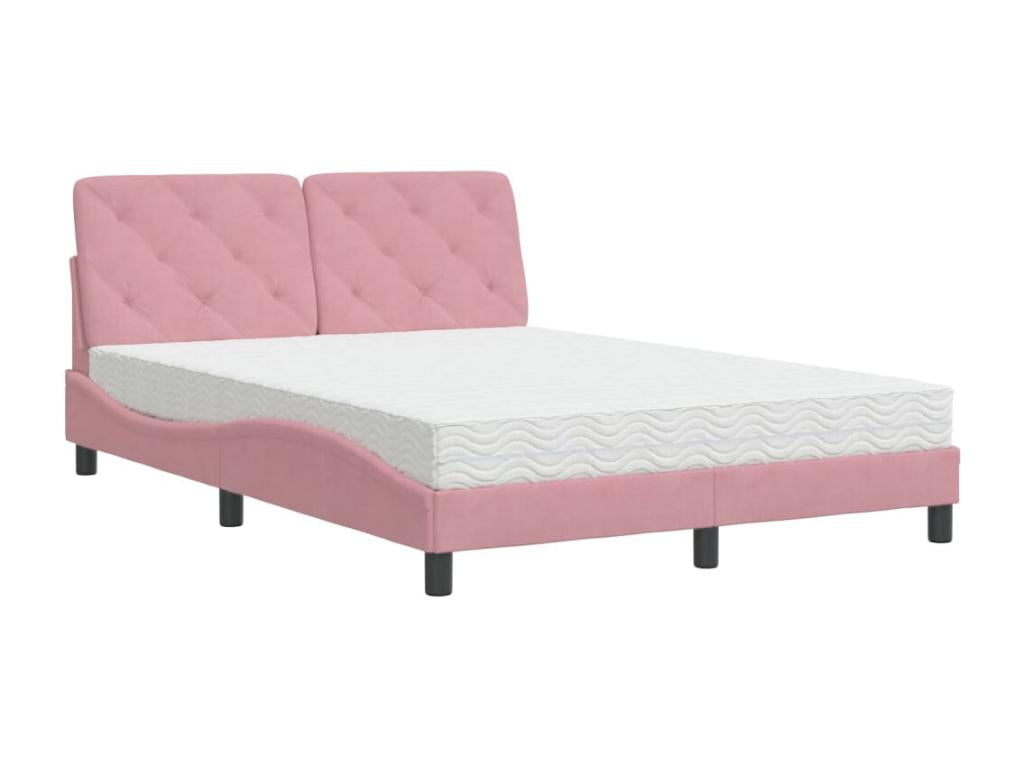 Bed with pink mattress 140x190 cm velvet 33149AFBY