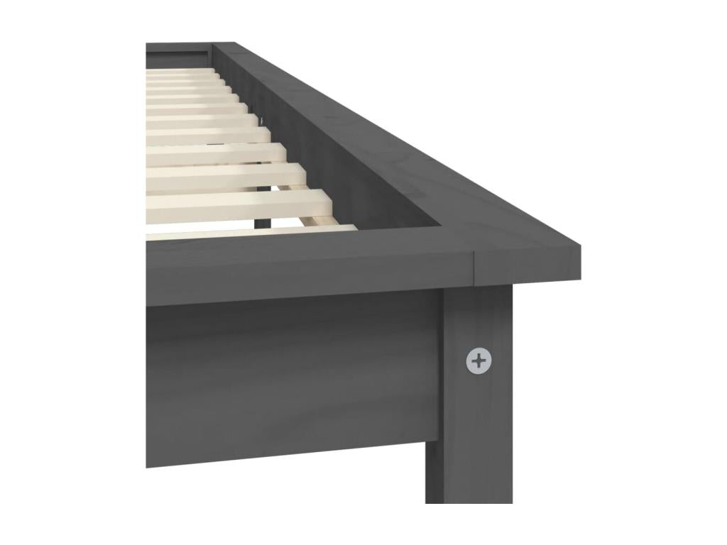 Grey Bed Frame 120x190 cm Solid Pine Wood Small Double 64882KRFS