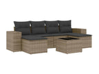 Garden furniture set with cushions, 7 pieces, grey woven resin, 37992LRYZ