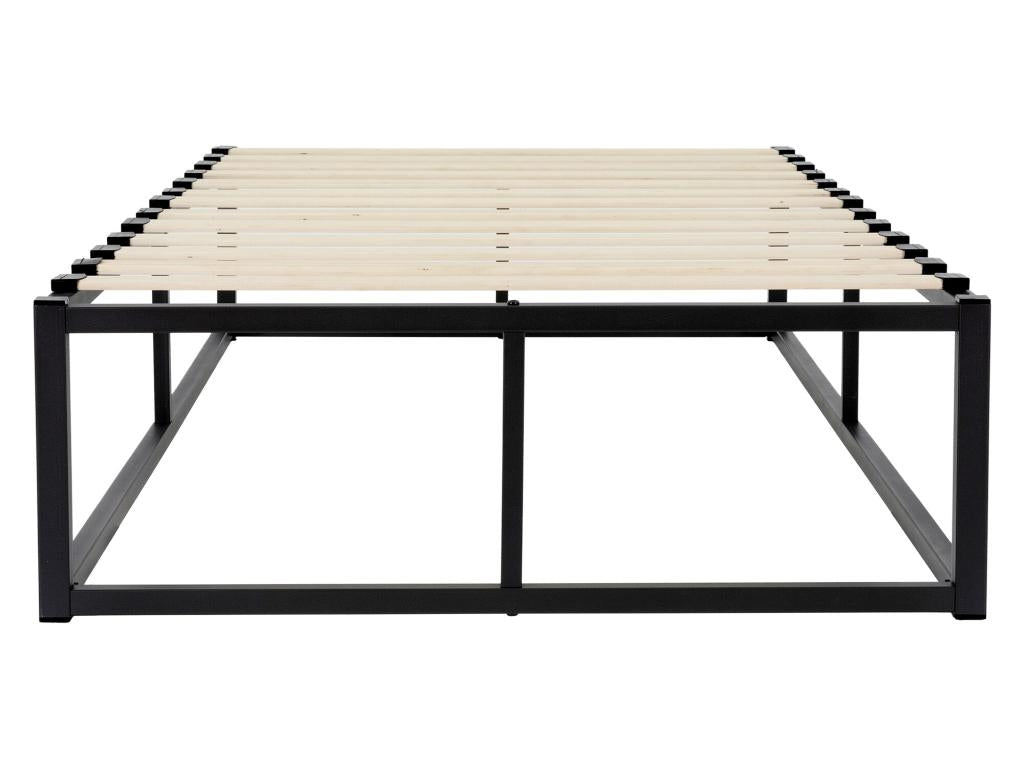 Homelumiere modern black steel bed frame with slatted base, 90x200 cm