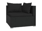 7-piece garden furniture set with cushions, black woven resin
