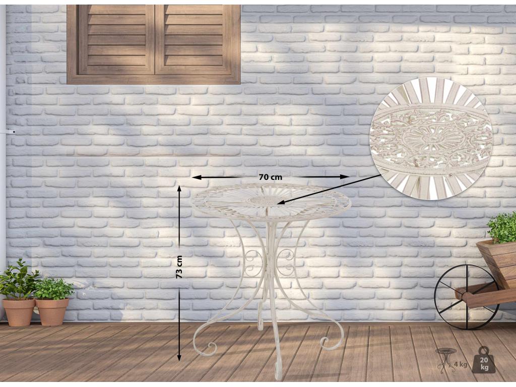 Garden side table - round 70 cm - Metal - Antique cream - Homelumiere