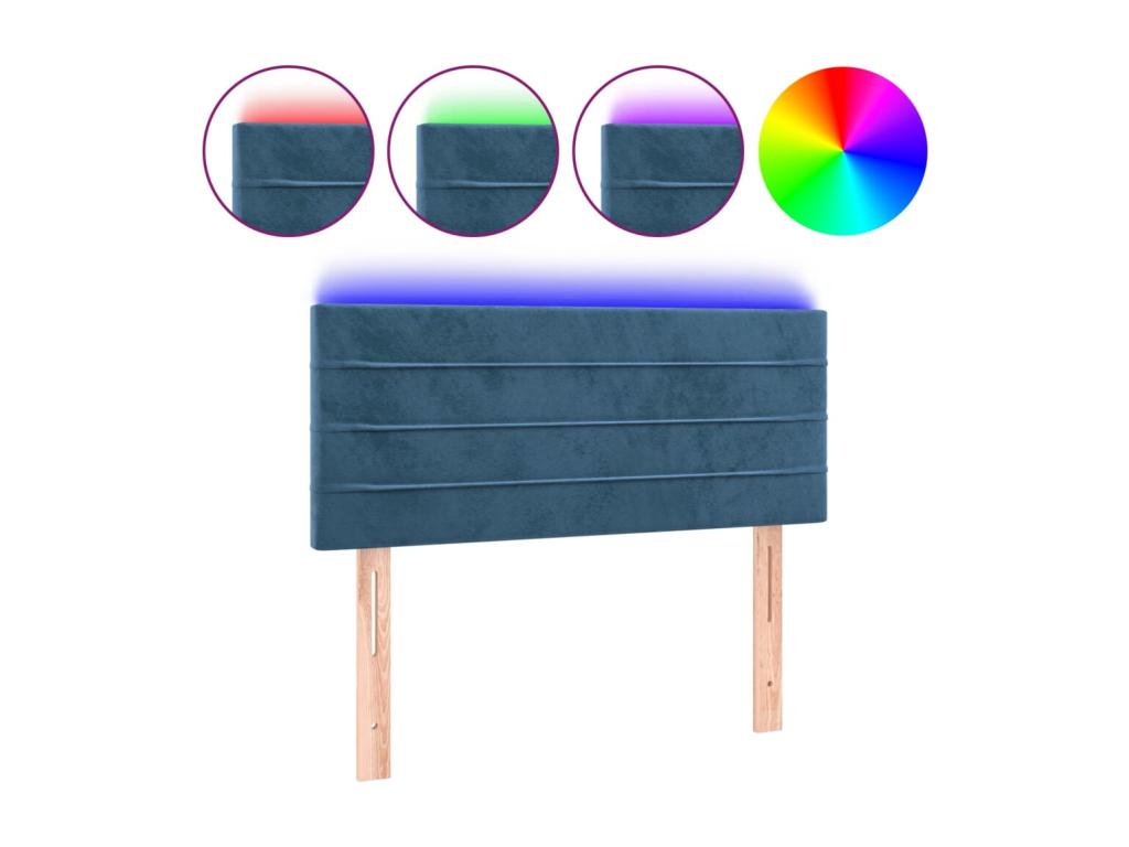 Dark Blue LED Headboard 100x5x78/88 cm Velvet 62431XJBF