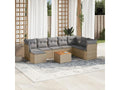9-piece garden furniture set with cushions, méHomelumiere beige woven resin