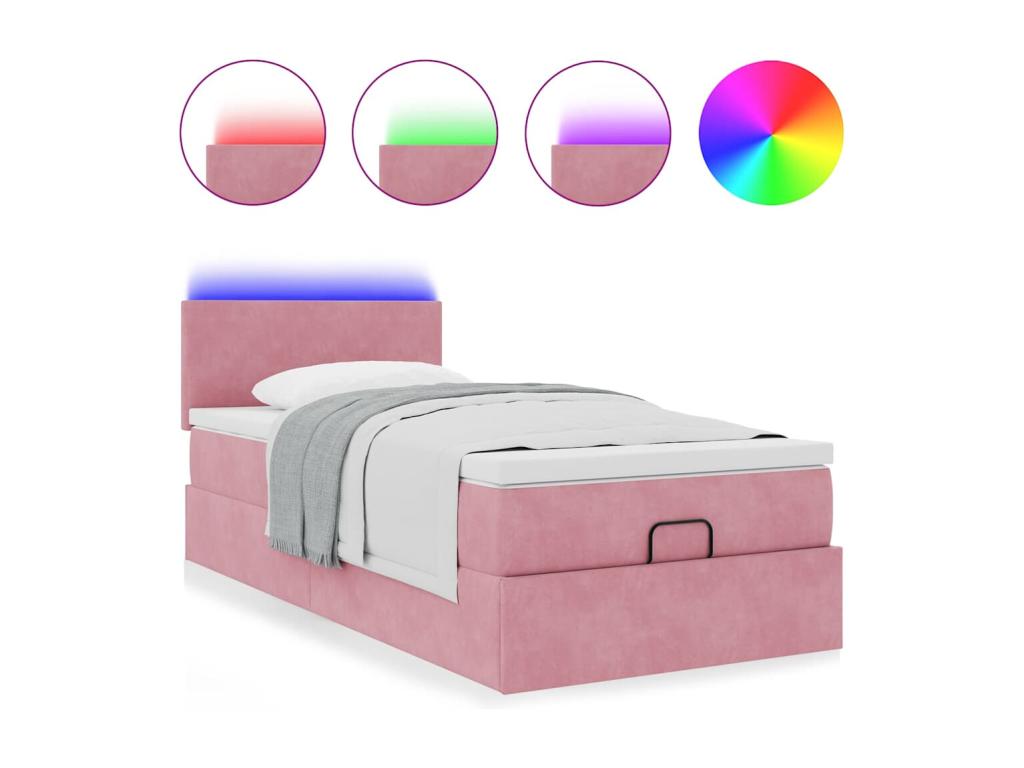 Homelumiere bed frame with pink 80x200 cm velvet mattress