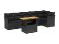 7-piece garden furniture set with cushions, black resin wicker, 98469TLGD
