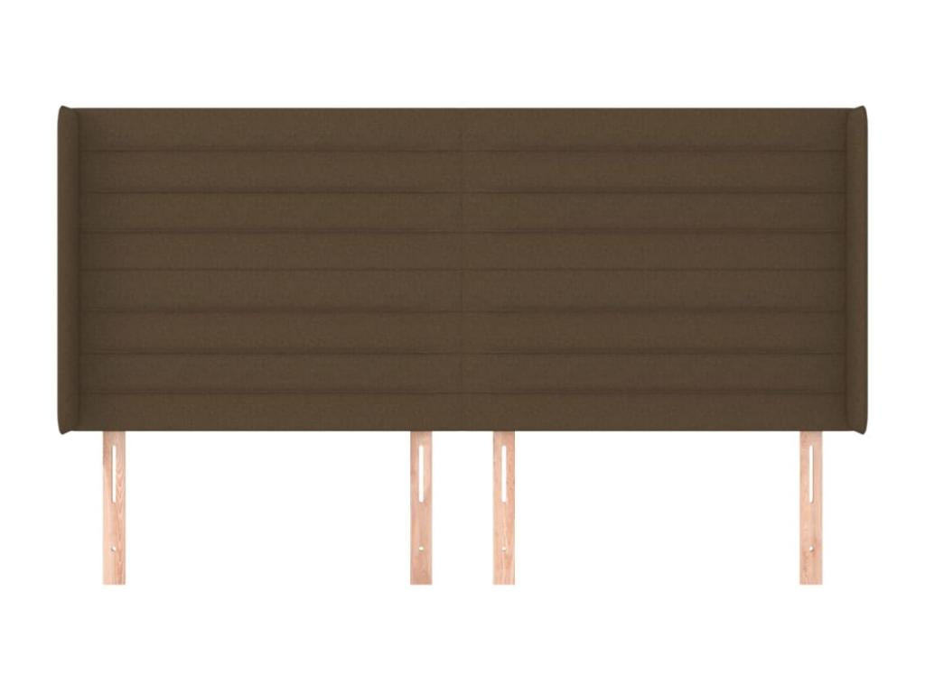 Headboard with wings, dark brown, 203x16x118/128 cm, fabric