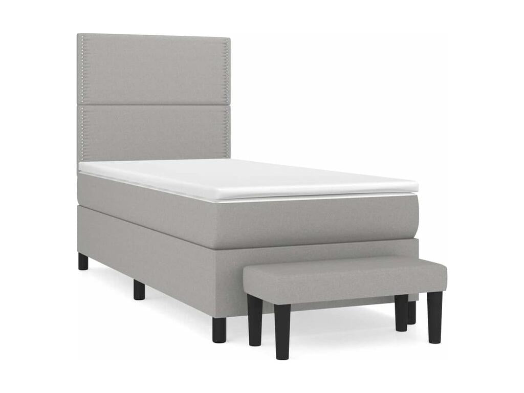 Homelumiere bed base with light grey 90x200 mattress, fabric