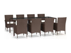 9-piece brown poly rattan garden dining set and cushions