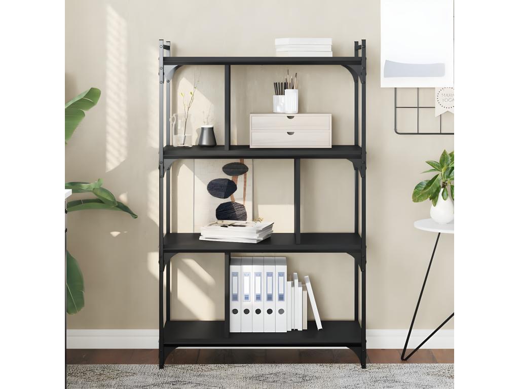 4-tier bookcase, black, 76x32x123 cm, engineered wood
