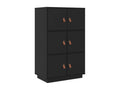 Black high sideboard 67x40x108.5 cm Solid pine wood