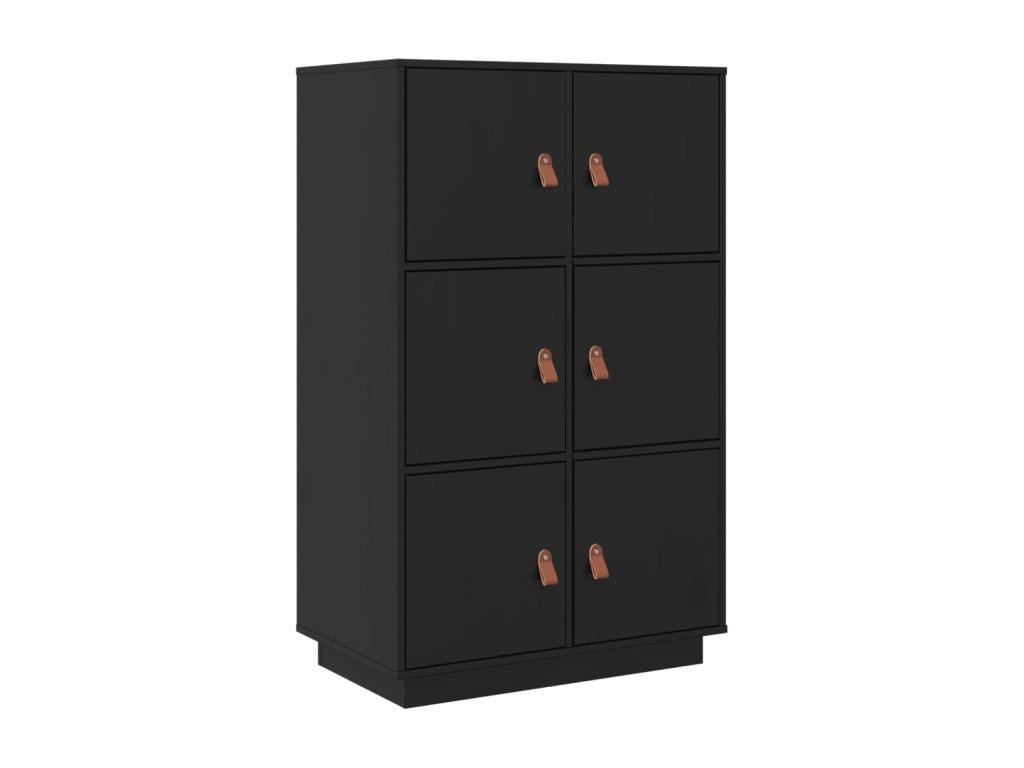 Black high sideboard 67x40x108.5 cm Solid pine wood