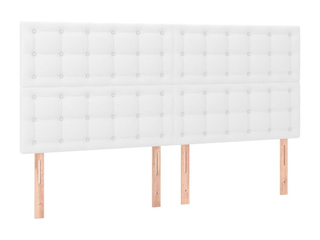 Upholstered bed base with mattress, white, 180x200cm, faux leather