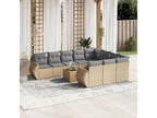 11-piece garden furniture set with beige resin wicker cushions