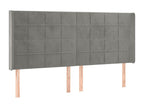 Light Grey LED Headboard 163x16x118/128 cm Velvet
