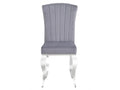 Baroque design chair in light grey velvet and chromed steel from Homelumiere