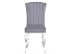 Baroque design chair in light grey velvet and chromed steel from Homelumiere