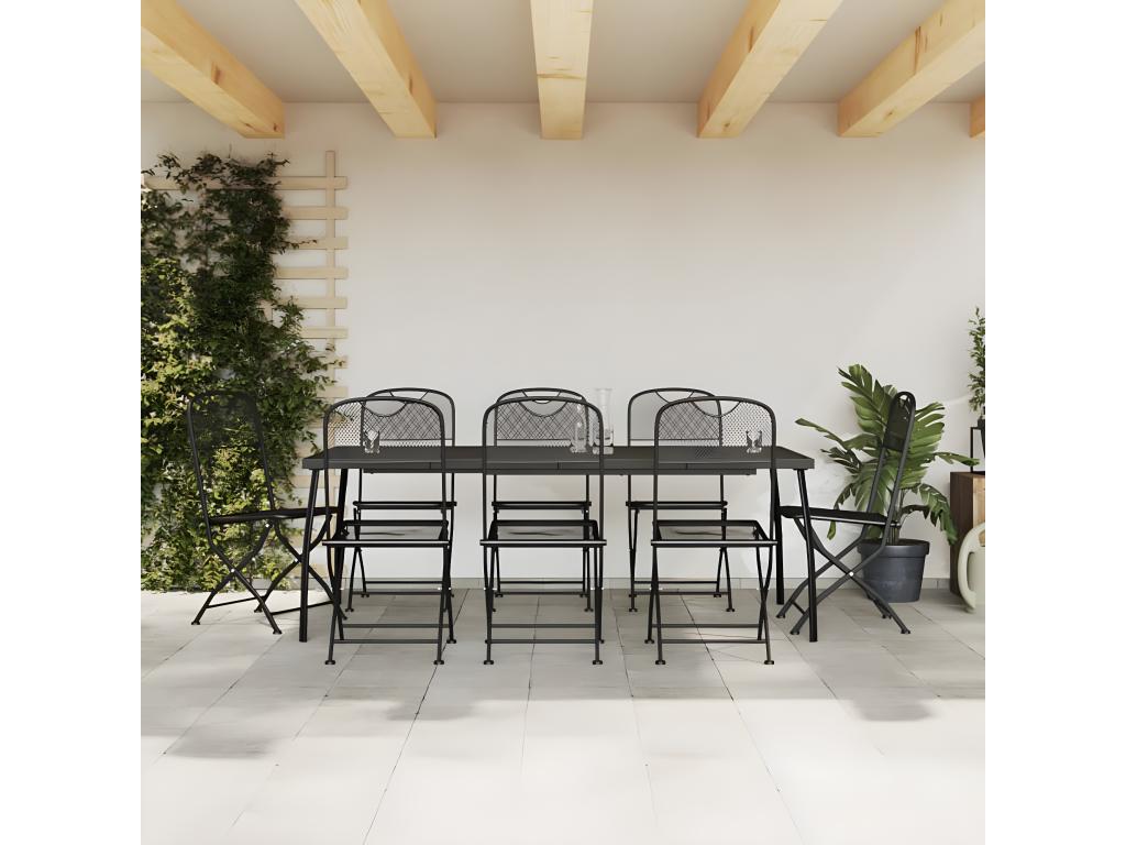 Homelumiere 9-piece anthracite metal garden dining set