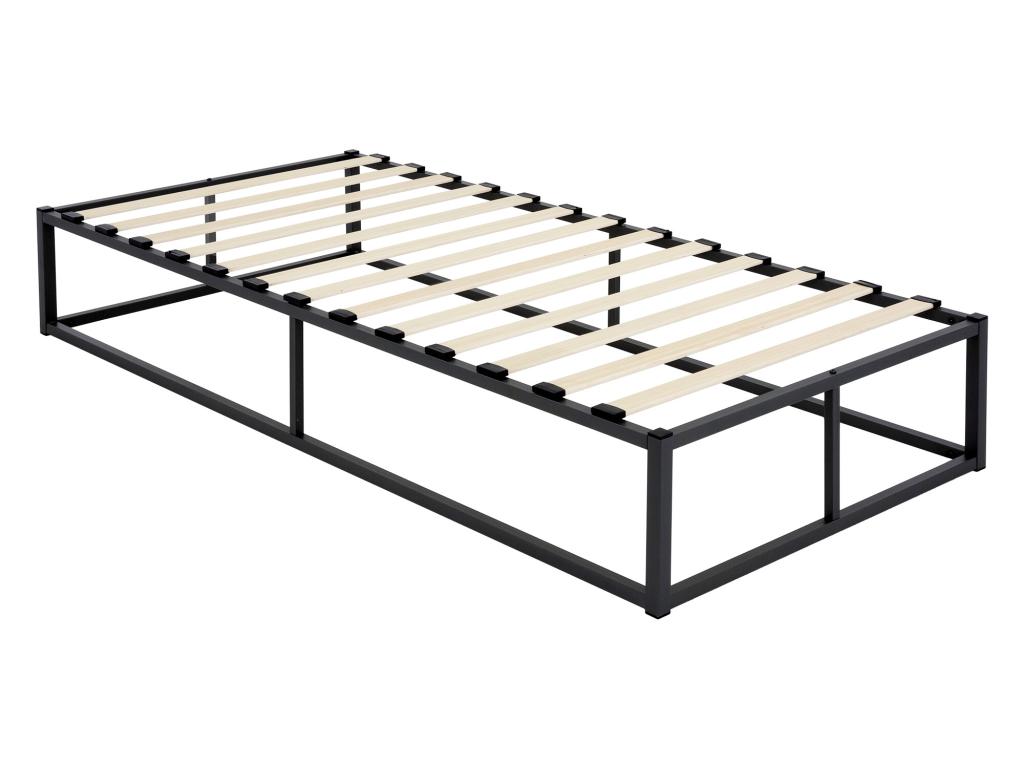 Homelumiere modern black steel bed frame with slatted base, 90x200 cm