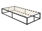Homelumiere modern black steel bed frame with slatted base, 90x200 cm