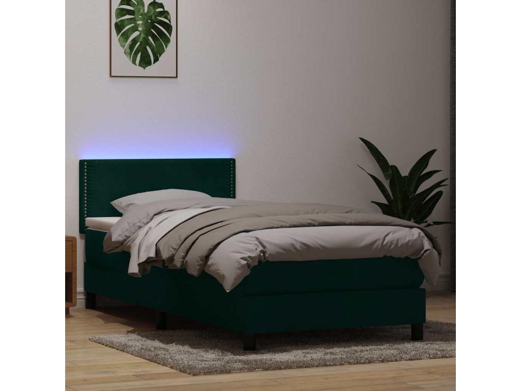 Homelumiere bed base and dark green 90x220 cm velvet mattress
