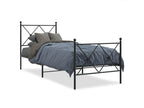 Metal bed frame without mattress, with black bed legs, 80x200 cm