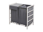 Artanzy-B60 Laundry Hamper, Solid Wood, 60x60x33cm, 68L - White with Grey Lid 17654VNVP
