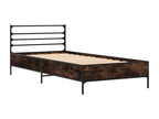 Smoked oak bed frame 100x200 engineered wood and metal