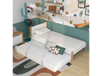 N02 White/Natural Oak Wooden Trundle Bed 100x180