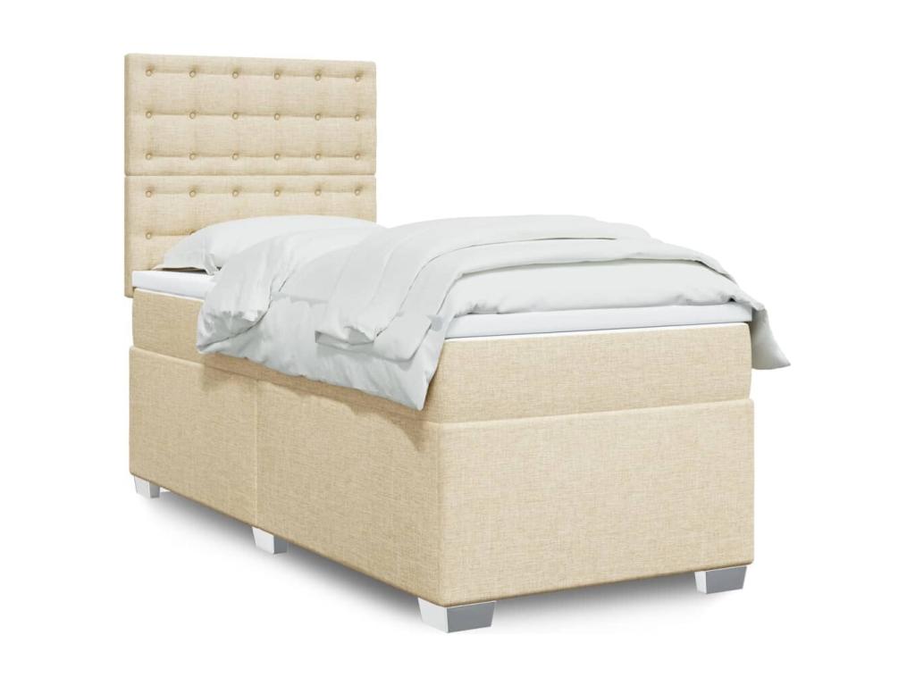 Homelumiere bed base with cream mattress 90x200 cm fabric