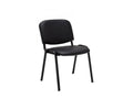 Set of 4 Conference Chairs - Faux Leather / Matte Black Metal - Black - Homelumiere