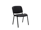Set of 4 Conference Chairs - Faux Leather / Matte Black Metal - Black - Homelumiere